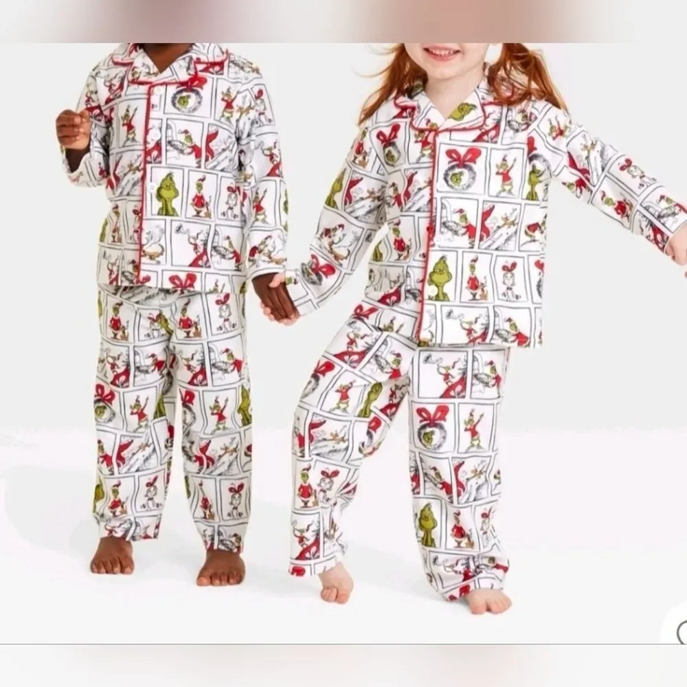 Dr. Seuss Grinch 2 Piece Pajamas Unisex Soft, Christmas Holiday NEW
